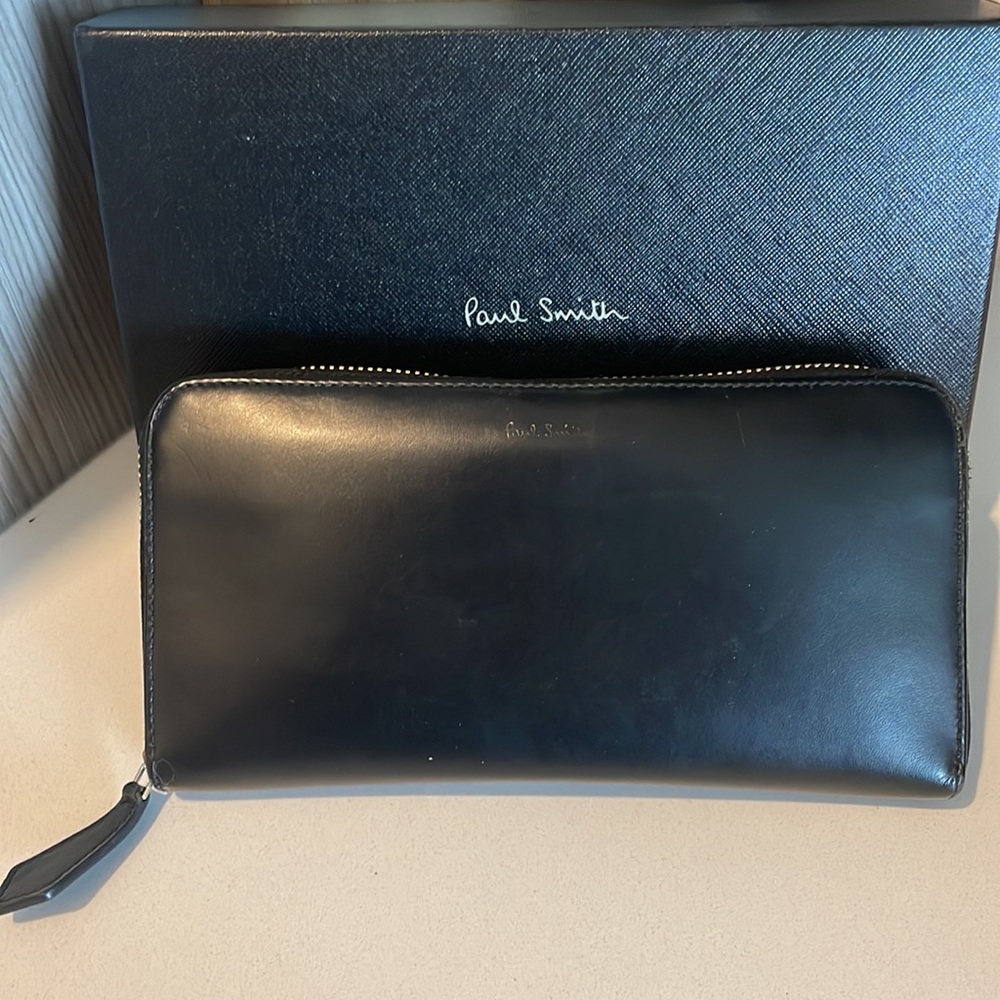 Paul Smith Black Leather Zip Wallet